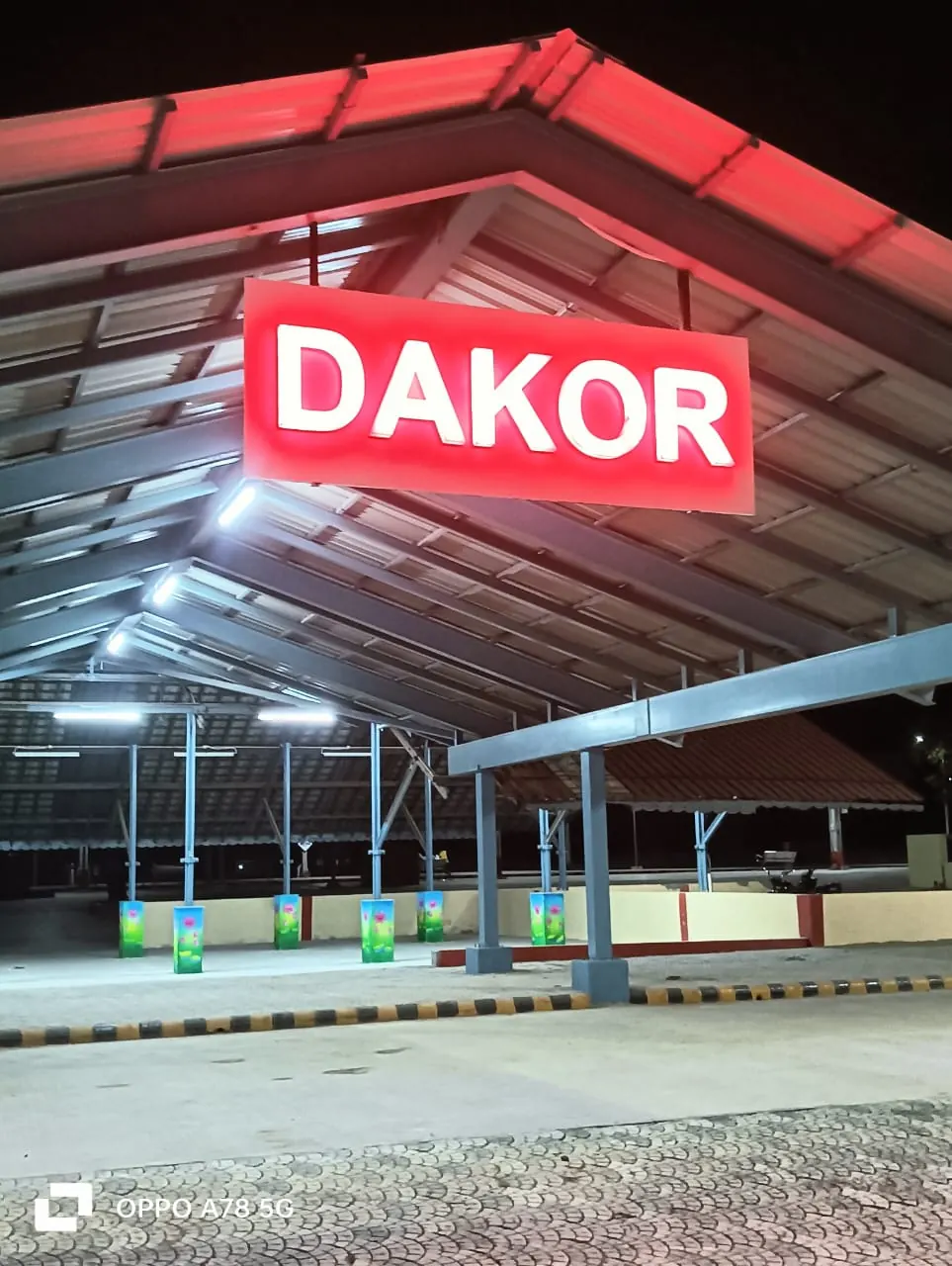 Platform canopy lighting at Dakor railway station