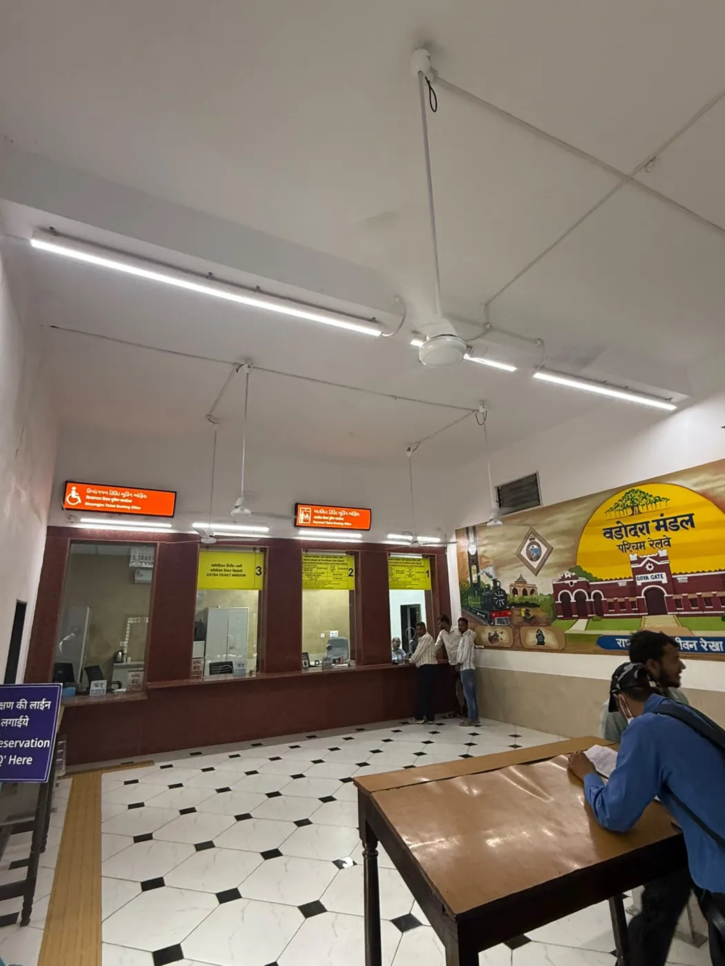 Pratapnagar railway station building lit at dusk (2 of 2)